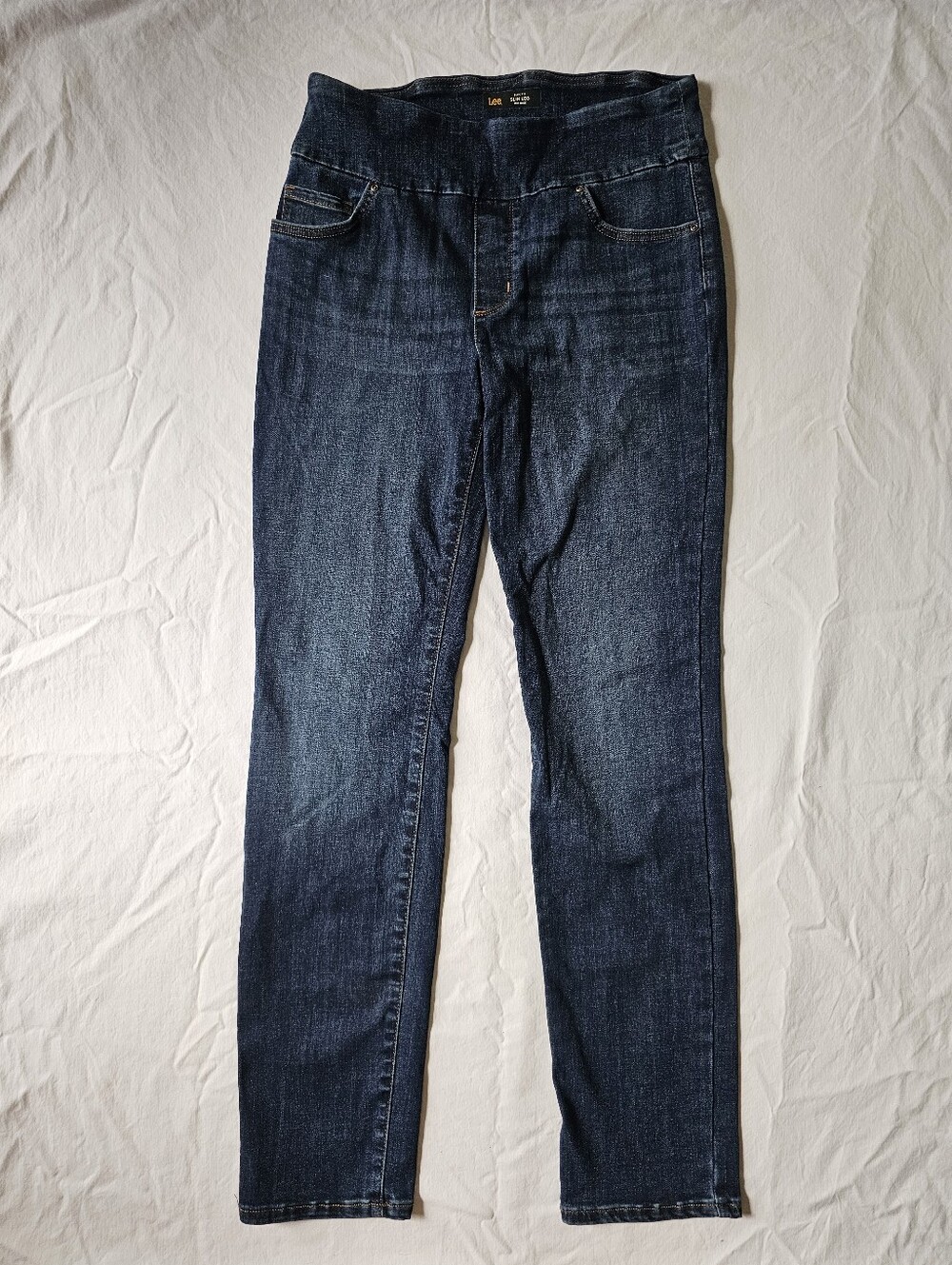 Lee Slim Fit Slim Leg Midrise Dark Wash Sculpting Stretchy Jeans Size 10L
